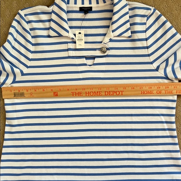 NWT Talbots Blue and White Striped Nautical Preppy Top XL Petite - Picture 7 of 10